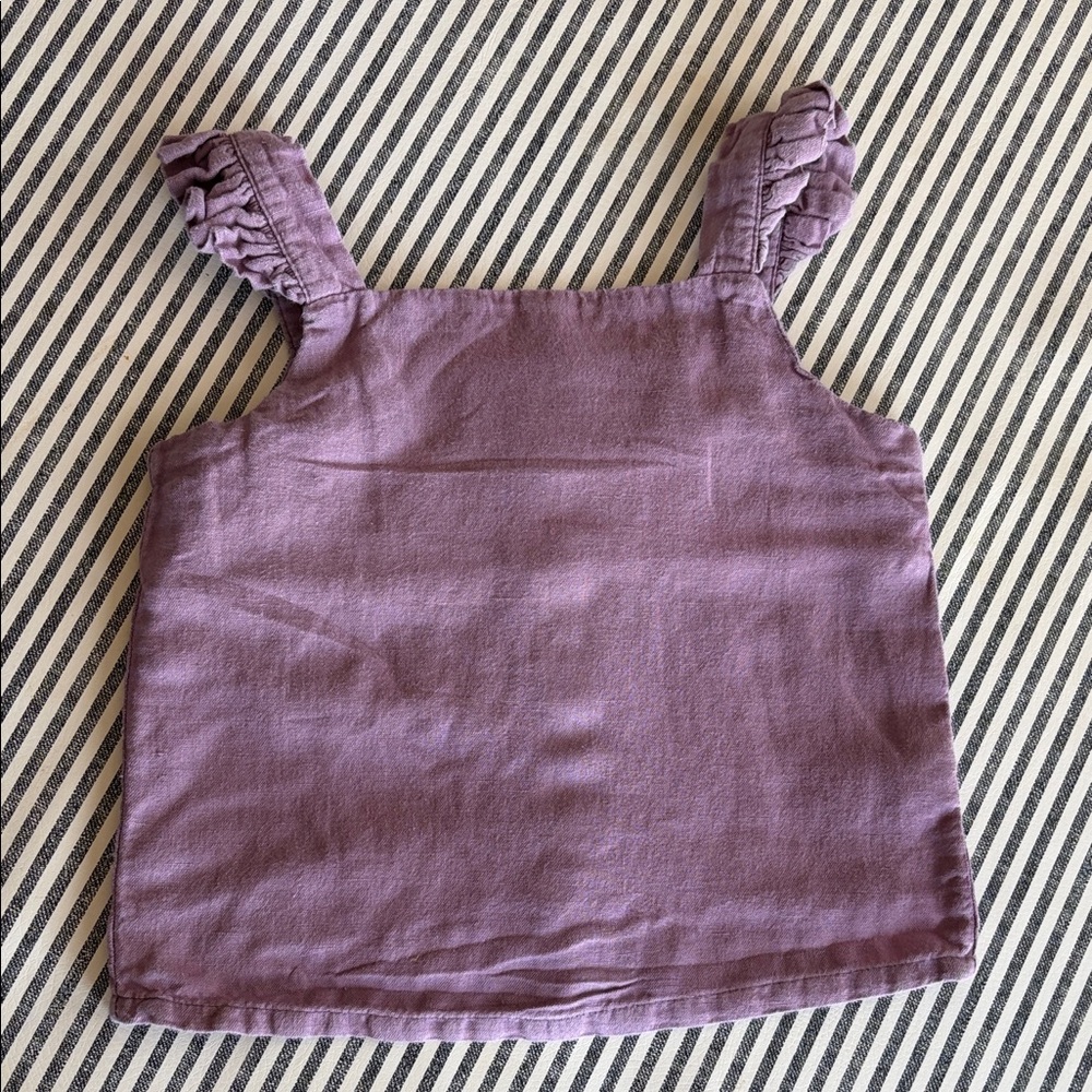 Girls Lavender Button-Front Ruffle Strap Tank Top - Picture 3 of 3